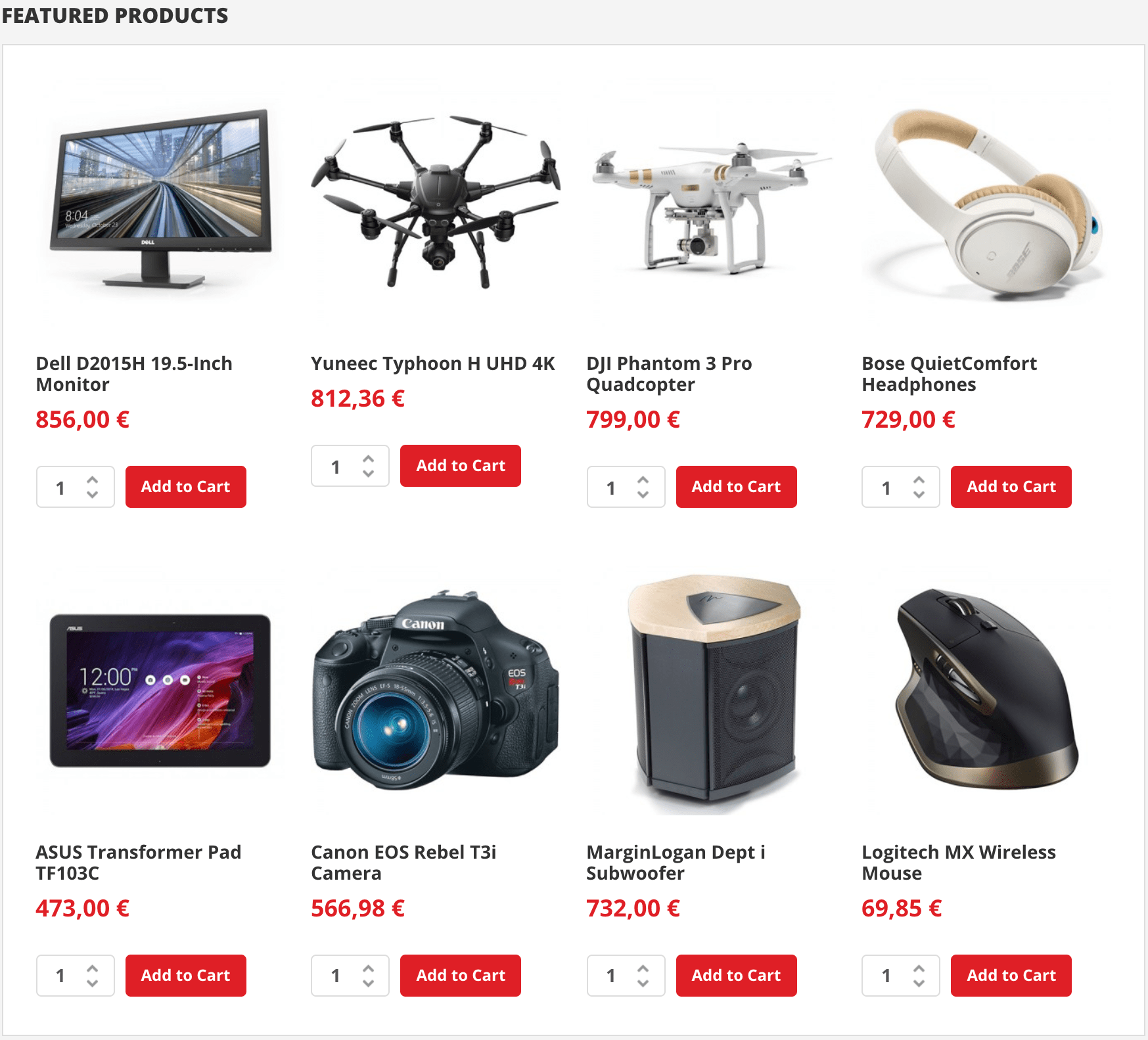 Home Page (Featured Products)