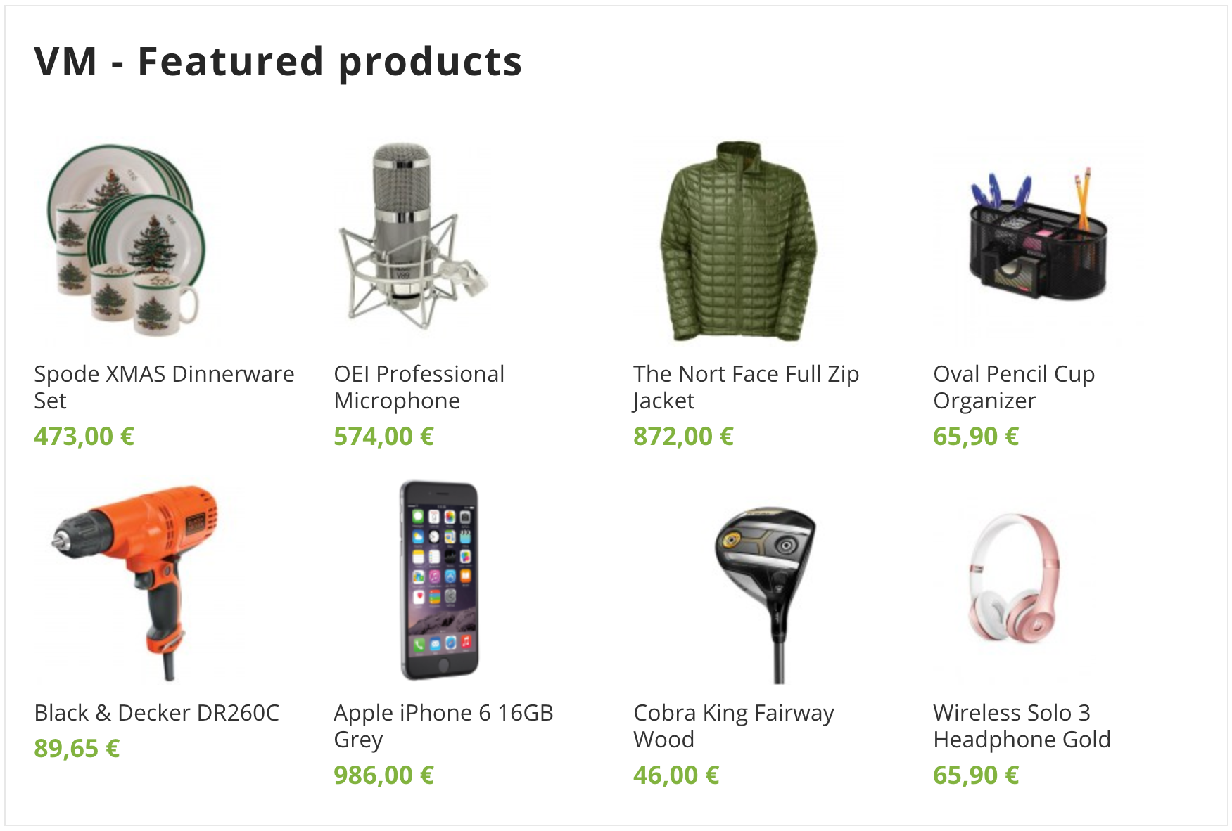 Home Page Best Seller Products (VirtueMart)