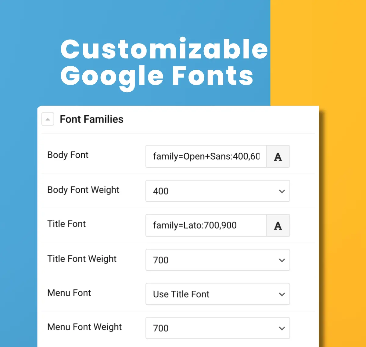 Customizable Google Fonts